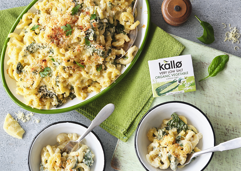 Cauliflower & Spinach Mac ‘n’ Cheese – Kallo