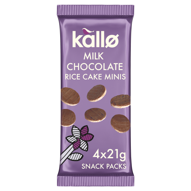 Kallo Milk Chocolate Rice Cake Minis, 4 Snack Packs