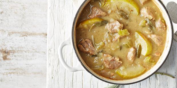 Pork, apple and mustard casserole