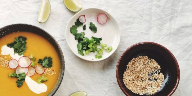 Warmly spiced butternut squash soup